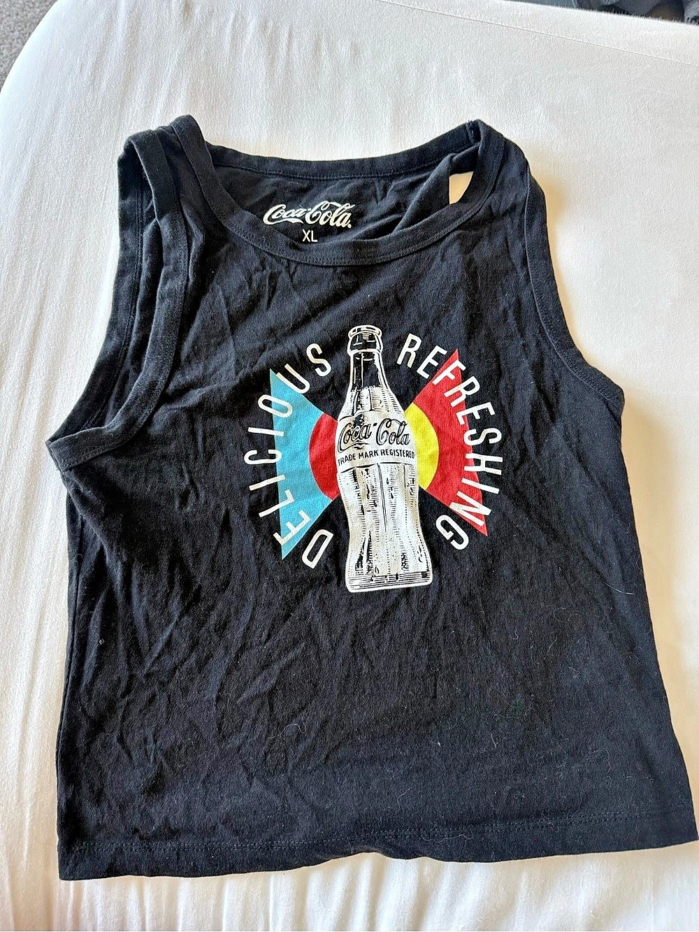 Black Coca-Cola Graphic Tank Top, size Y XL